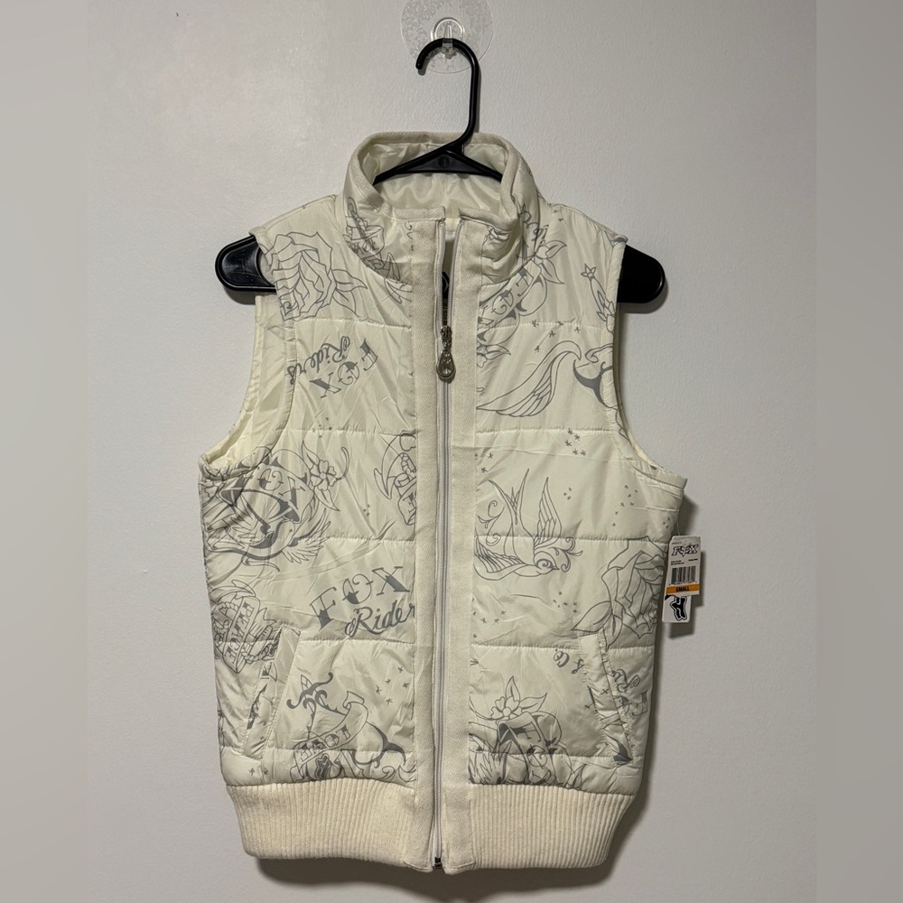 Fox Cream Graphic Puffer Vest